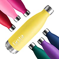 Los mejores  - Grsta Botellas De Agua- Botella Agua Acero Inoxidable 350-500 - 650 - 750ml Botellas sin BPA de Frío-Caliente Termo…